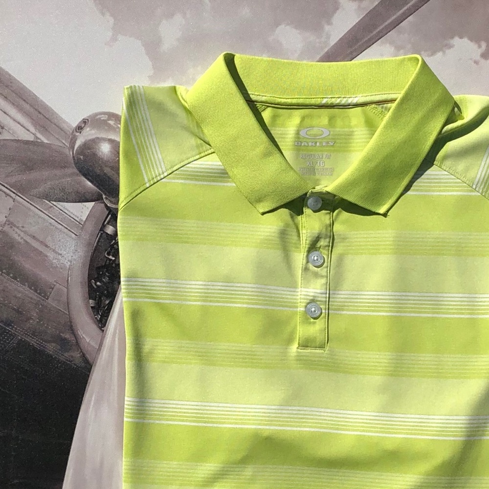 Oakley Striped Performance Gold Shirt Sz XL